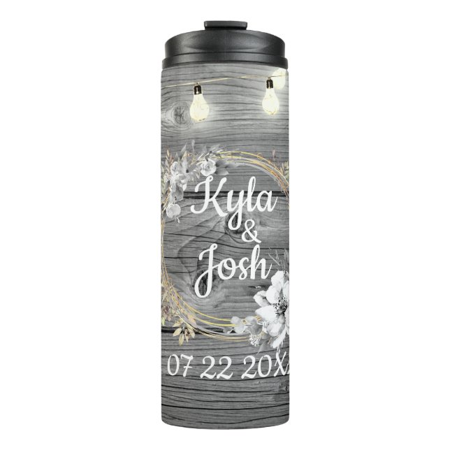Stringed Lights Wreath Rustic Wedding  Thermal Tumbler (Front)