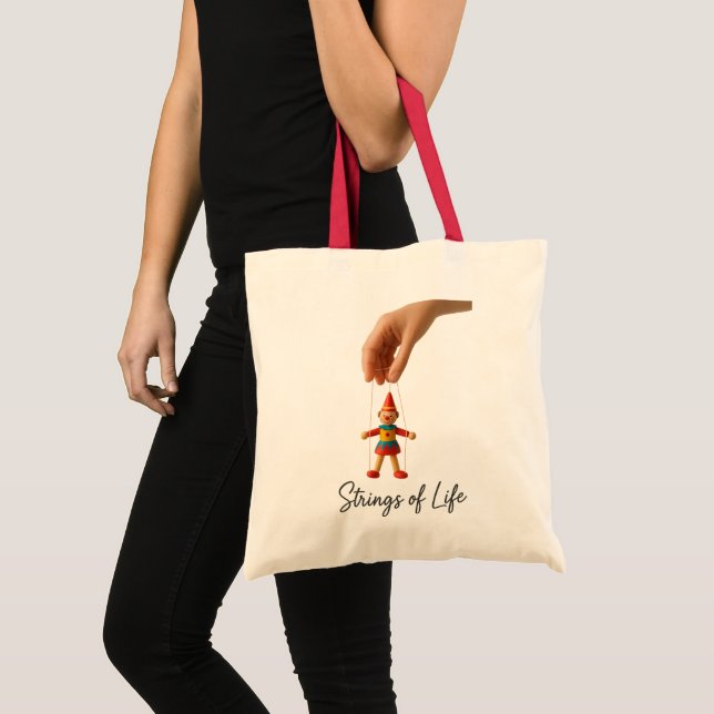 Strings of Life | Puppet Circus Sticker Tote Bag (Front (Product))