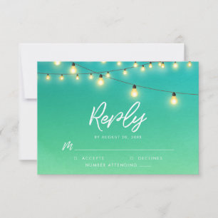Strings of Lights Watercolor Sea Glass RSVP