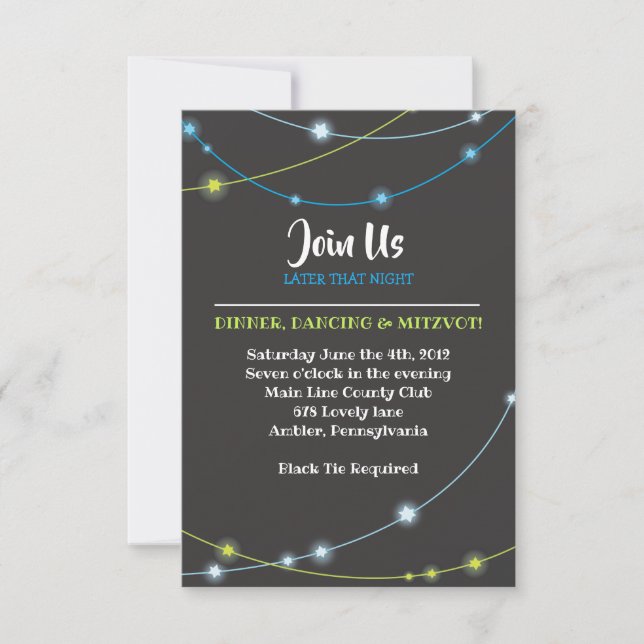 STRINGS OF STAR Bar Bar Mitzvah Reception Card (Front)