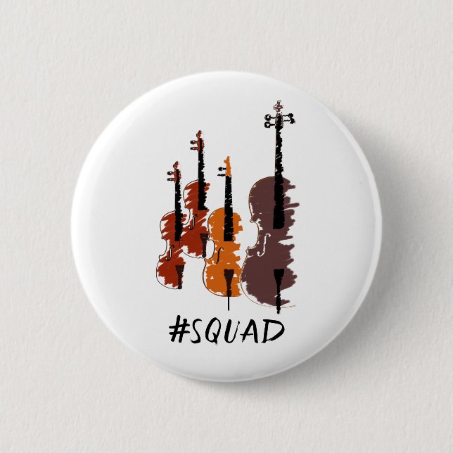 Strings Squad Music Instrument 6 Cm Round Badge (Front)