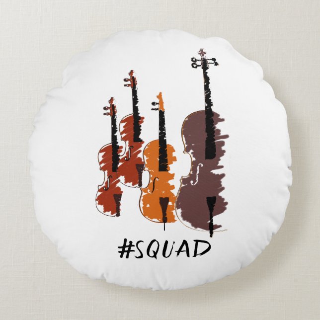 Strings Squad Music Instruments Round Cushion (Front)