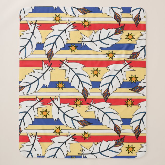 Stripe and Feather Throw Blanket (Front)