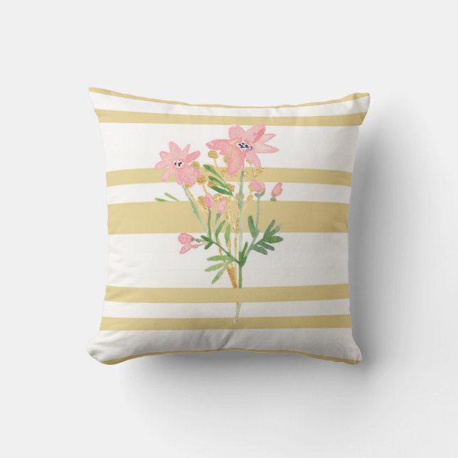 Stripe and Floral Pillow (Front)