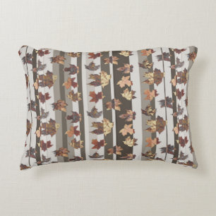 Stripe Autumn Color Leaves Decorative Cushion