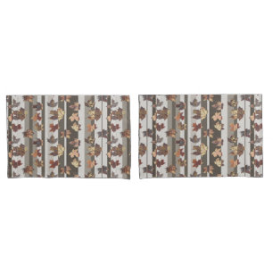 Stripe Autumn Color Leaves Pillowcase