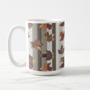 Stripe Autumn Colour Leaves Coffee Mug
