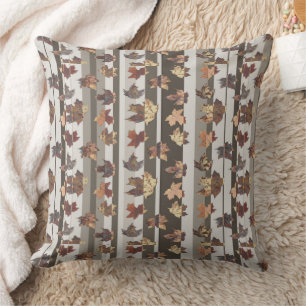 Stripe Autumn Colour Leaves Cushion