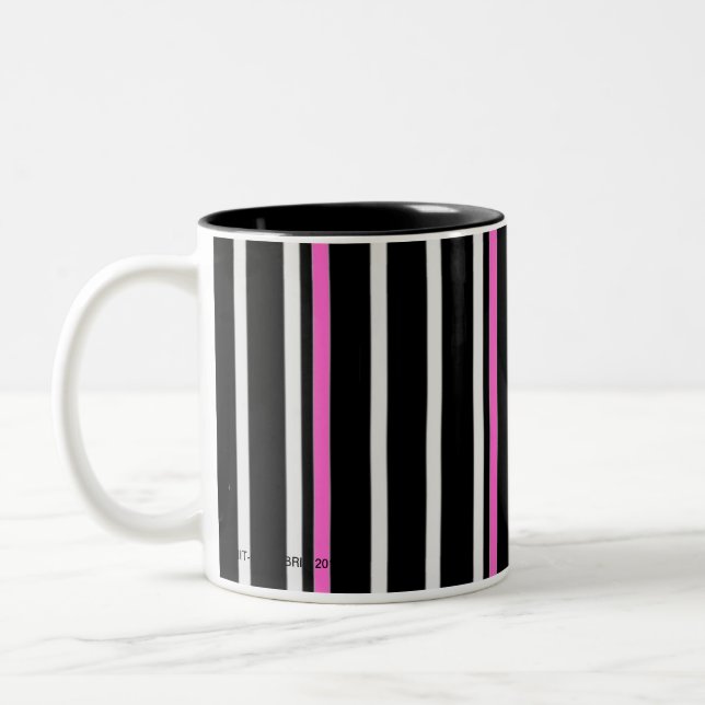 Stripe - black/pink -mug Two-Tone coffee mug (Left)