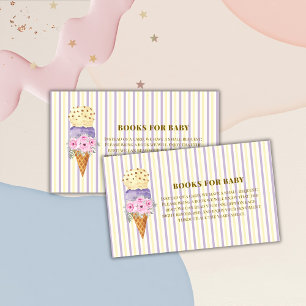 Stripe Books Flower Scoop Ice Cream Baby Shower Enclosure Card