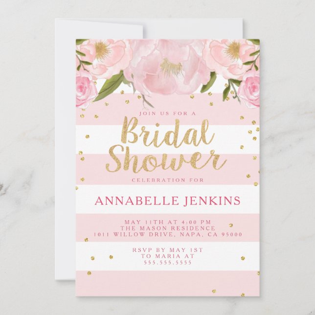 Stripe Bridal Shower Party Invitation (Front)