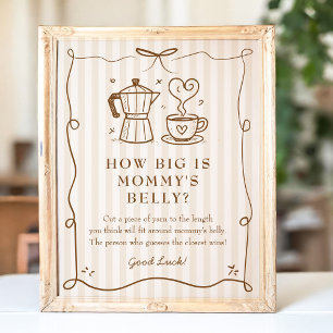 Stripe Coffee Baby Shower Belly Sign