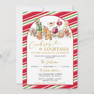 Stripe Cookies and Cocktail Classic Christmas Invitation