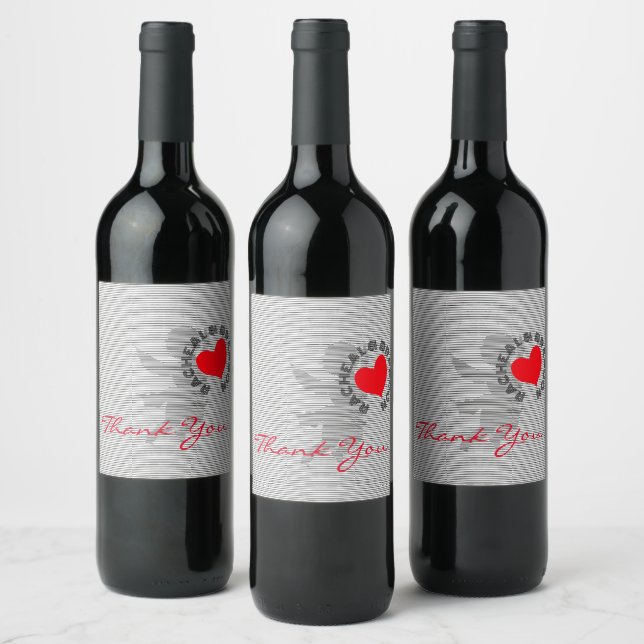 stripe cupid shape and red heart, cupid silhouette wine label (Bottles)