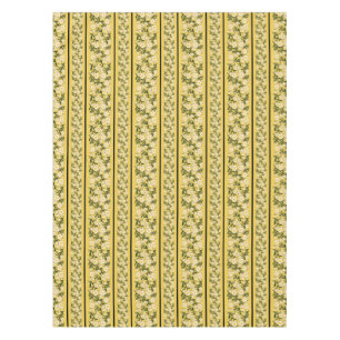 Stripe Dainty Flowers Lemon Yellow Background Tablecloth