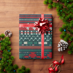 Stripe Design Ugly Christmas Sweater Wrapping Paper