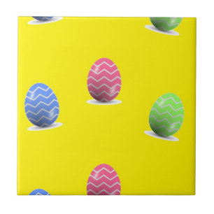 Stripe Easter eggs on yellow Ceramic Tile