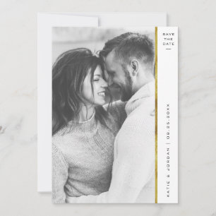 Stripe Faux Gold Foil Photo Save the Date Cards