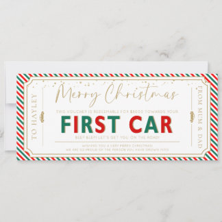 Stripe First Car Christmas Gift Voucher Card