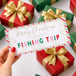 Stripe Fishing Trip Christmas Gift Voucher Card