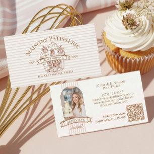 Stripe Floral Cupcake Bakery Cake Designer Shop Business Card