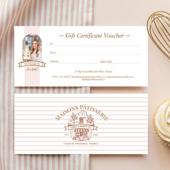 Stripe Floral Cupcake Bakery Shop Gift Certificate (Stripe Floral Cupcake Bakery Shop Gift Certificate)