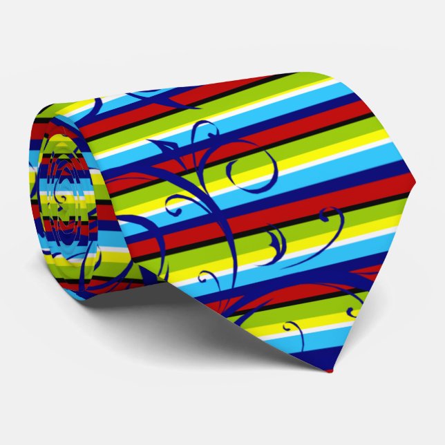 Stripe Flourish Tie (Rolled)