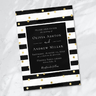 Stripe Gold Foil Spots Wedding Invitation