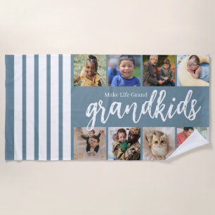 Stripe grandparents day  beach towel