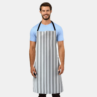 Stripe Grey White All Over Print Apron 