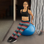 Stripe Ladies Capri Leggings<br><div class="desc">Retro red and blue stripes which makes your workout wear look more stunning. Try out these Capri leggings and leave your comments.</div>