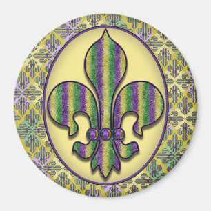 Stripe Mardi Gras Fleur de lis Magnet