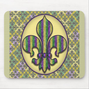 Stripe Mardi Gras Fleur de lis Mouse Pad