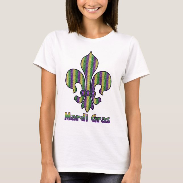 Stripe Mardi Gras Fleur de lis T-Shirt (Front)