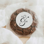 Stripe Monogram Script Ampersand Wedding Classic Round Sticker<br><div class="desc">Add a touch of timeless elegance to your wedding suite with our Preppy Luxury Wedding Sticker. Featuring your custom monograms in a refined serif font, joined by a graceful ampersand in classic calligraphy, this design is a nod to old money charm and elevated simplicity. Framed by a rich Scottish tartan...</div>