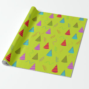 Stripe Party Hat Colourful Ribbon Wrapping Paper