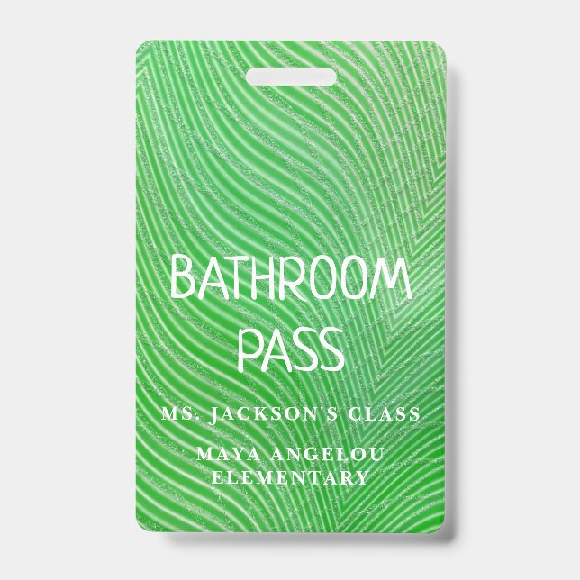 Stripe Pattern Back To School Bathroom Hall Pass   ID Badge (Front)