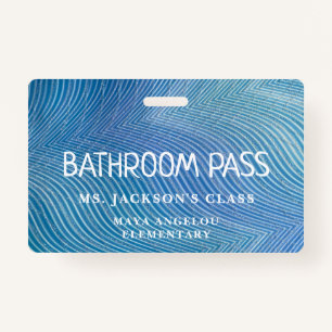 Stripe Pattern Back To School Bathroom Hall Pass   ID Badge
