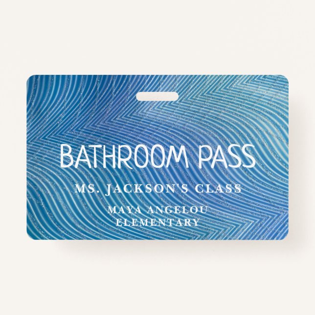 Stripe Pattern Back To School Bathroom Hall Pass   ID Badge (Back)