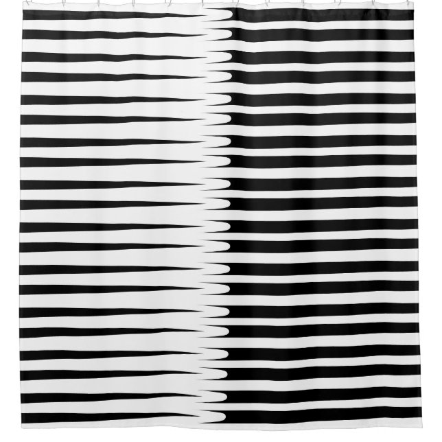 Stripe Pattern Black White Unique Abstract Stylish Shower Curtain (Front)