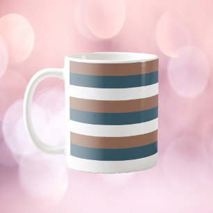 Stripe Pattern Brown Teal White Coffee Mug
