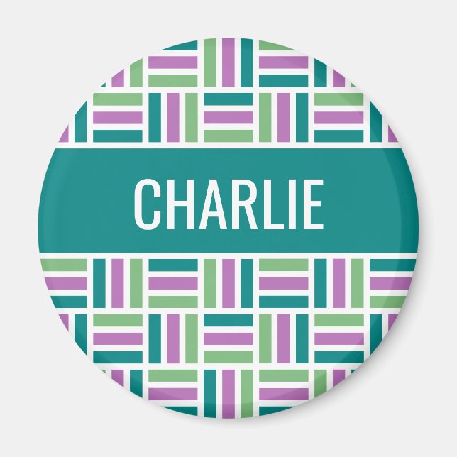 Stripe Pattern custom name magnet (Front)