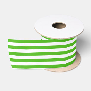 Stripe Pattern Kelly Green Satin Ribbon