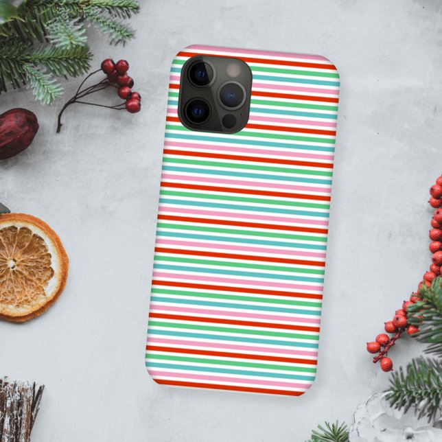 Stripe Pattern | Modern Colorful Christmas Cheer Case-Mate iPhone Case (Creator Uploaded)