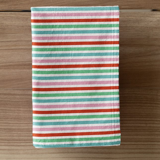 Stripe Pattern | Modern Colorful Christmas Cheer Hand Towel (Creator Uploaded)
