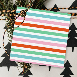 Stripe Pattern Modern Colourful Christmas Cheer Favour Tags
