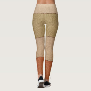 Stripe Pattern Vermillion Gold Tan Leggings