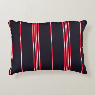 Stripe pattern with navy blue, white and red verti decorative cushion