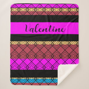Stripe Patterned Cosy Romantic Boho Valentine Sherpa Blanket
