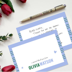 Stripe Personalised Name Thank You Appreciation Holiday Card